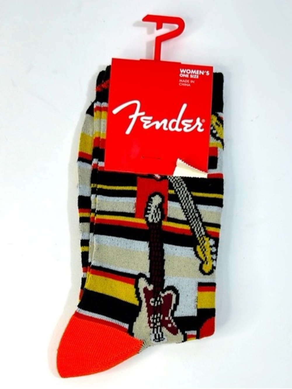 Fender Women's Striped Guitar Crew Socks - Black, Gray & Red